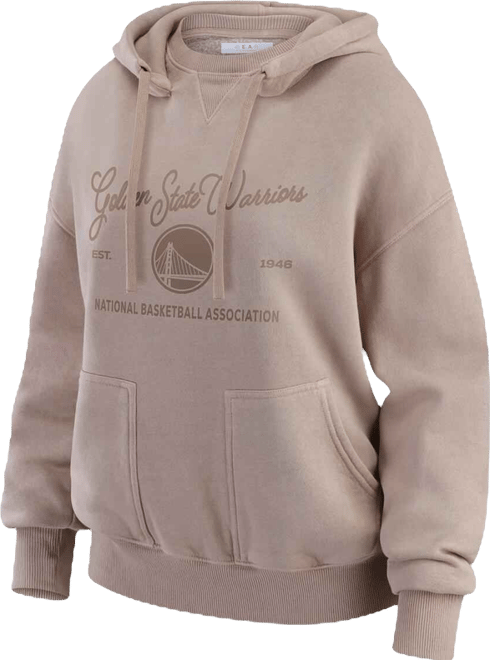 Women's Tan Golden State Warriors Washed Pullover Crewdie Hoodie