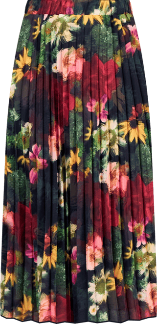Women's Pleated Printed Midi Skirt