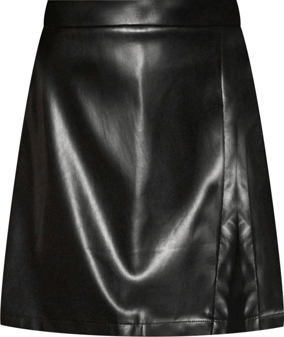 Women's Chic Faux Leather Side Slit Shorts