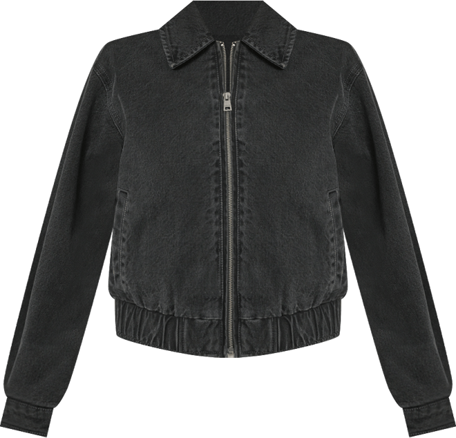 Women's Laydown Collar Bomber Denim Jacket