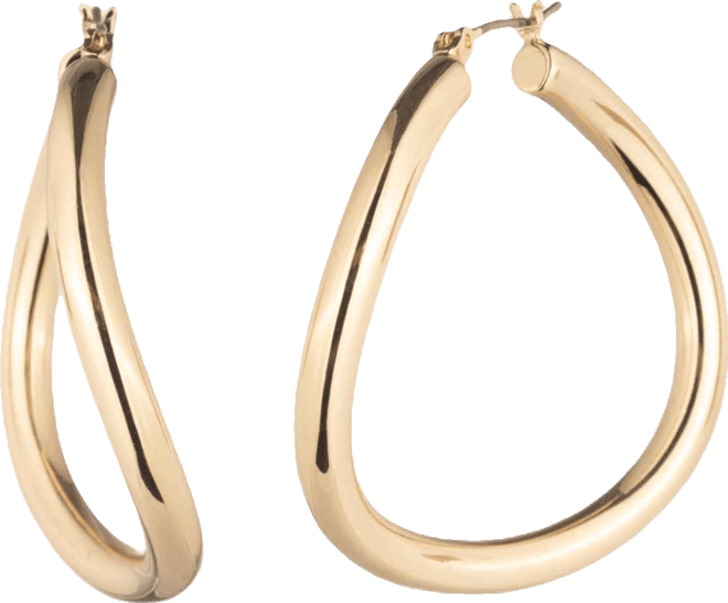Gold-Tone Sculptural Hoop Earrings
