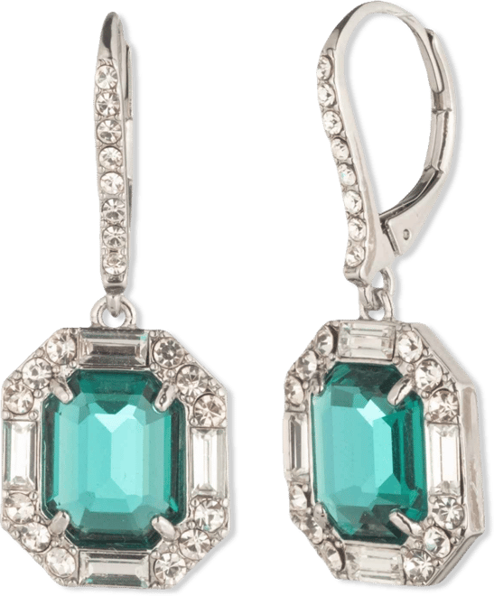 Glass Stone Silver-Tone Drop Earrings (also in Gold-Tone)