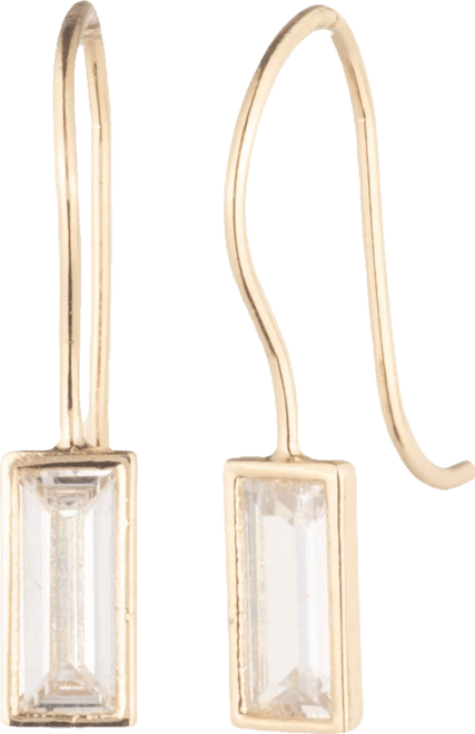 Cubic Zirconia Baguette Gold-Tone Drop Earrings (also in Silver-Tone)
