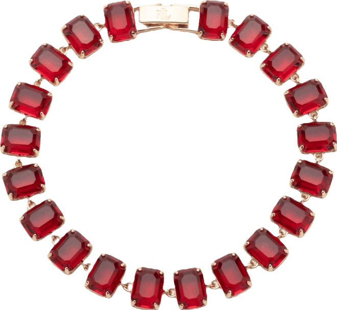 Gold-Tone Glass Siam Stone Tennis Flex Bracelet