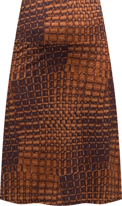 Women's Brown Geometric Print Knee Length Skirt