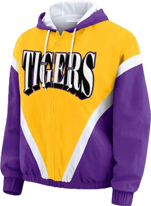 Women's Gold/Purple Lsu Tigers Color Block Full-Zip Hoodie Windbreaker Jacket