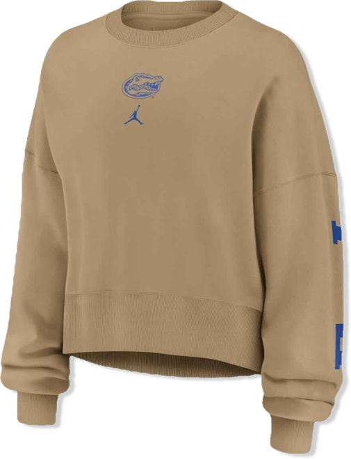 Women's Tan Florida Gators Oversized Phoenix 2-Hit Pullover Sweatshirt
