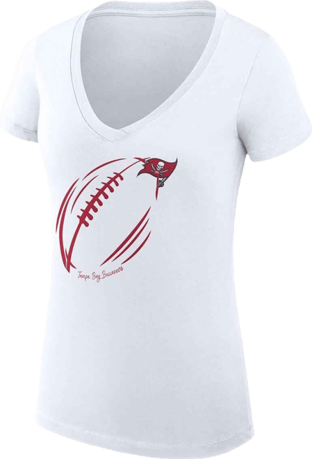 Women's White Tampa Bay Buccaneers Super-Slim Fit Lightweight Subtle Football V-Neck T-Shirt