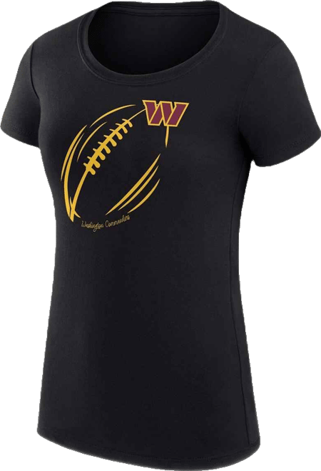 Women's Black Washington Commanders Super-Slim Fit Lightweight Subtle Football T-Shirt