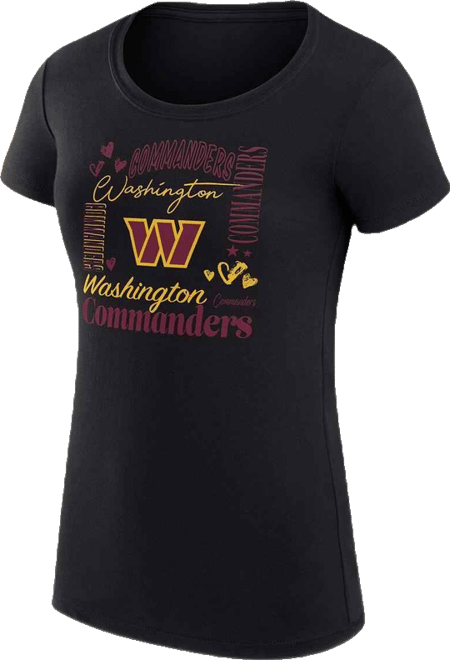 Women's Black Washington Commanders Super-Slim Fit Lightweight Collage Team T-Shirt