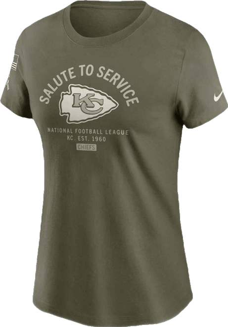 Women's Olive Kansas City Chiefs 2025 Salute to Service Sideline T-Shirt