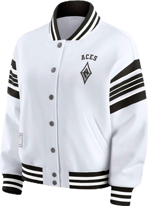 Women's White/Black Las Vegas Aces Plus Size Full-Snap Fleece Sweatshirt Jacket