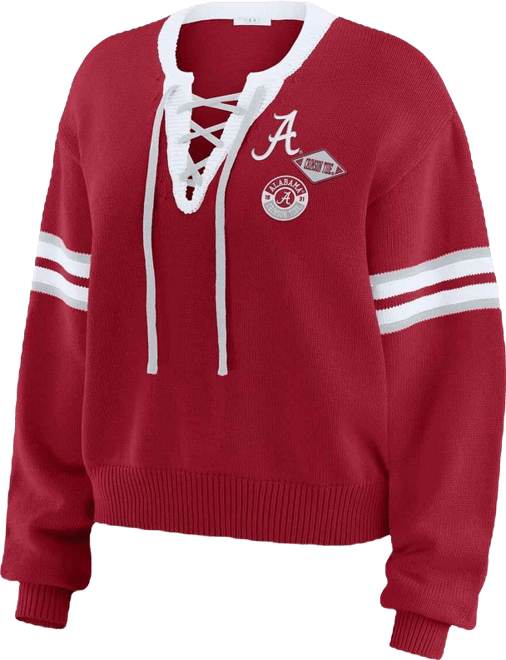 Women's Crimson Alabama Crimson Tide Lace-Up Pullover Sweater