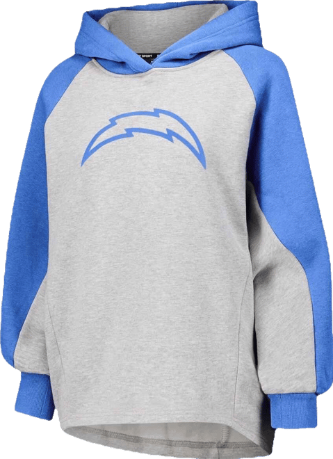 Women's Gray/Powder Blue Los Angeles Chargers Joy Cropped Raglan Pullover Hoodie