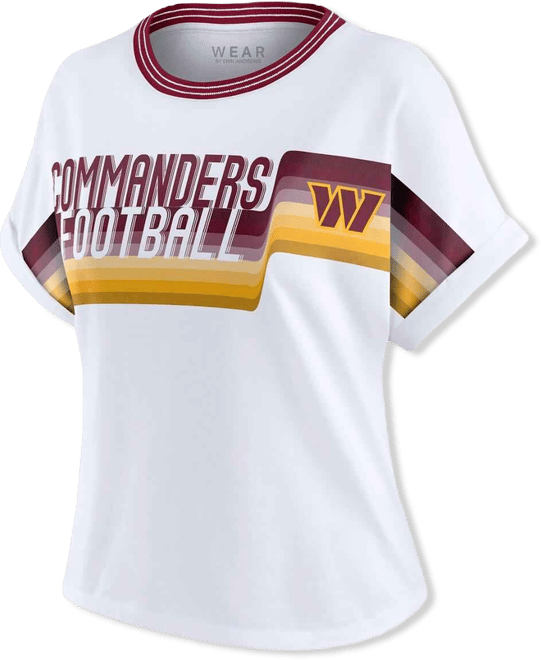 Women's White Washington Commanders Cropped Center Stripe Dolman T-Shirt