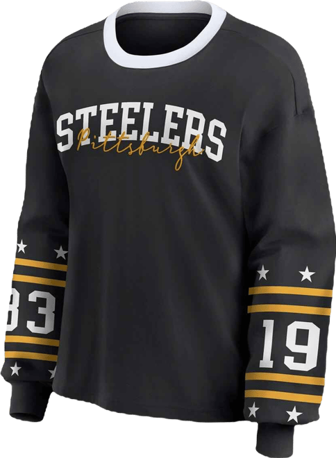 Women's Black Pittsburgh Steelers Plus Size Sport Long-Sleeve T-Shirt