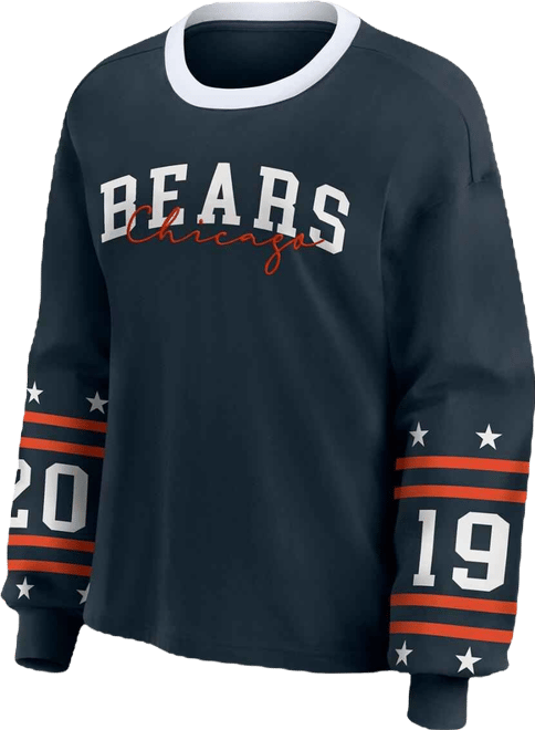 Women's Navy Chicago Bears Plus Size Sport Long-Sleeve T-Shirt