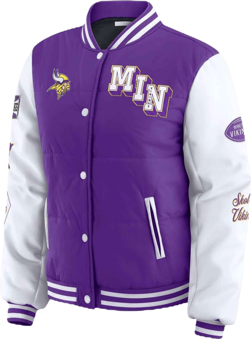 Women's Purple Minnesota Vikings Varsity Full-Snap Puffer Jacket