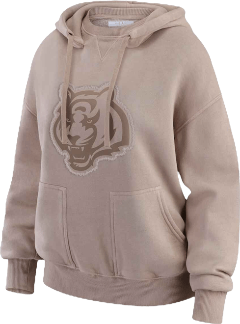 Women's Tan Cincinnati Bengals Washed Pullover Crewdie Hoodie