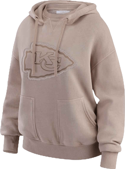 Women's Tan Kansas City Chiefs Washed Pullover Crewdie Hoodie