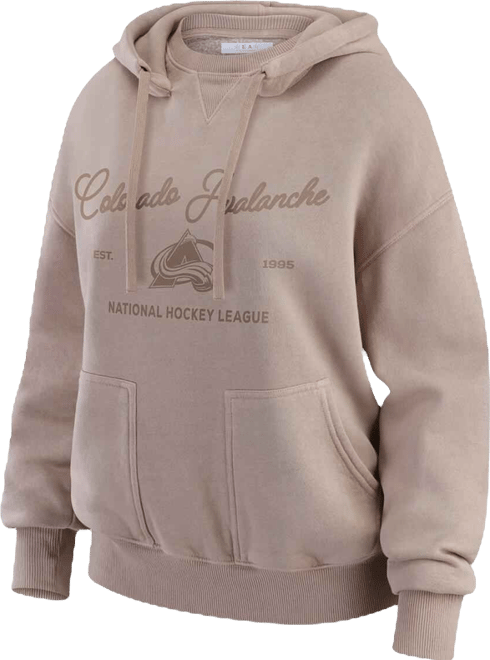 Women's Tan Colorado Avalanche Washed Pullover Crewdie Hoodie