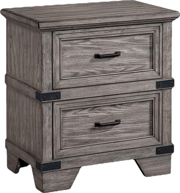 Nightstand, 2 Drawer in Brushed Steel