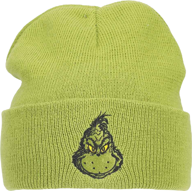 Men's Embroidery Green Acrylic Yarn Standard Cuff Beanie