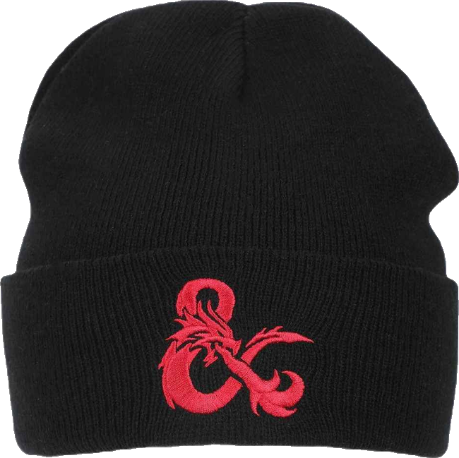 Men's Ampersand Logo Embroidery Black Acrylic Knit Cuff Beanie