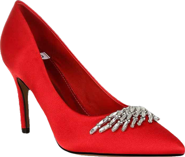Rhodolia Diamante Brooch Detail Satin Pumps