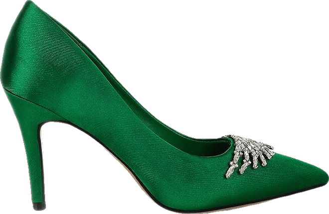 Rhodolia Diamante Brooch Detail Satin Pumps