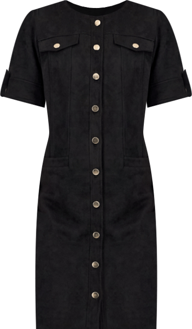Women's Faux-Suede Short-Sleeve Shirtdress