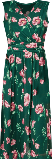 Women's Floral Mesh Midi Skater Dress