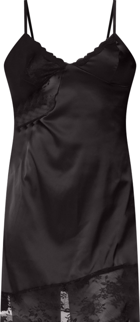 Womens Asymmetric Lacey Satin Effect Mini Dress