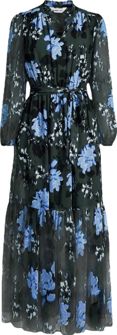 Women's Chiffon Tiered Long Sleeve Maxi Dress