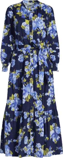 Women's Pinwale Cord Smocked Sleeve Maxi Dress