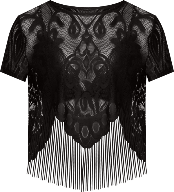 Women's Kira Sheer Lace Fringe Top