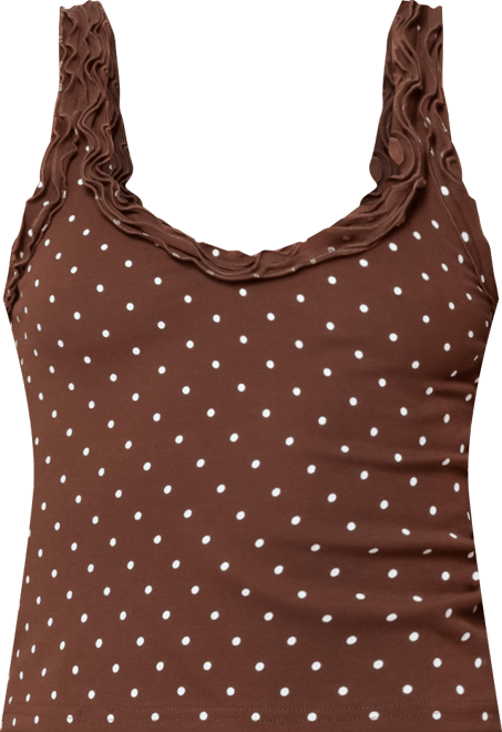 Women's Pippin Ruffle Polka Dot Tank Top