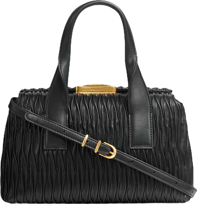 Amagansett Soft-Rolled Pleated Satchel with Sculpted Magnet Closure