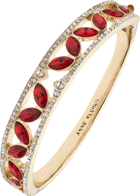 Multi-Stone Gold-Tone Hinge Bracelet