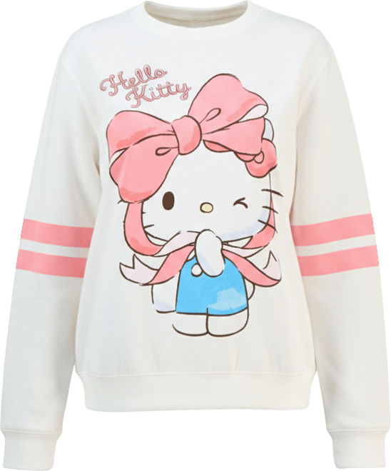 Juniors' Hello Kitty Bow Cotton Crewneck Sweatshirt