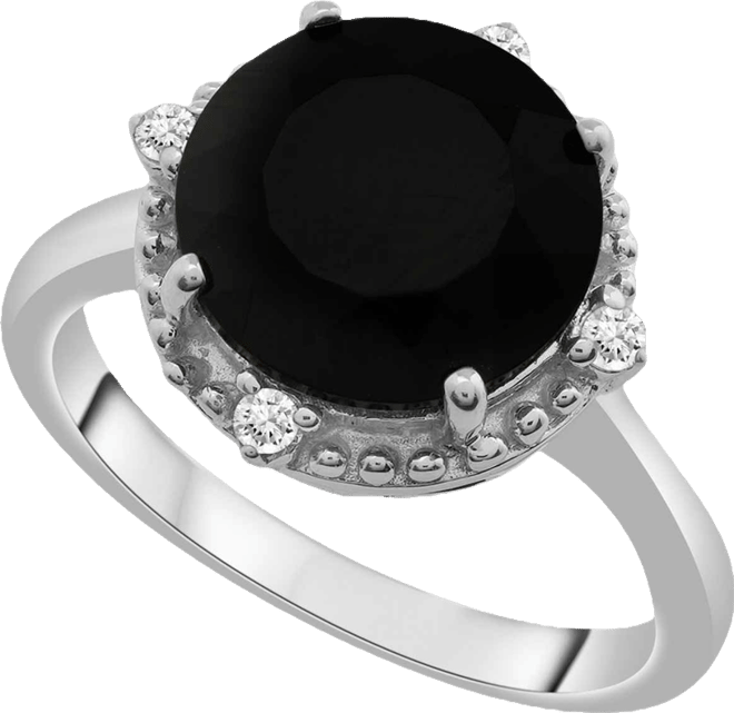 Onyx (3-1/2ct. t.w.) and Lab Grown White Sapphire (1/10 ct. t.w.) Ring in Sterling Silver