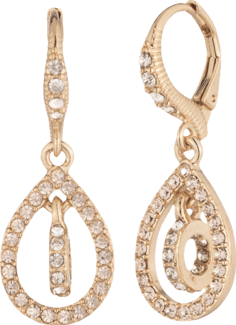 Gold-Tone Crystal Pave Pear Drop Earrings