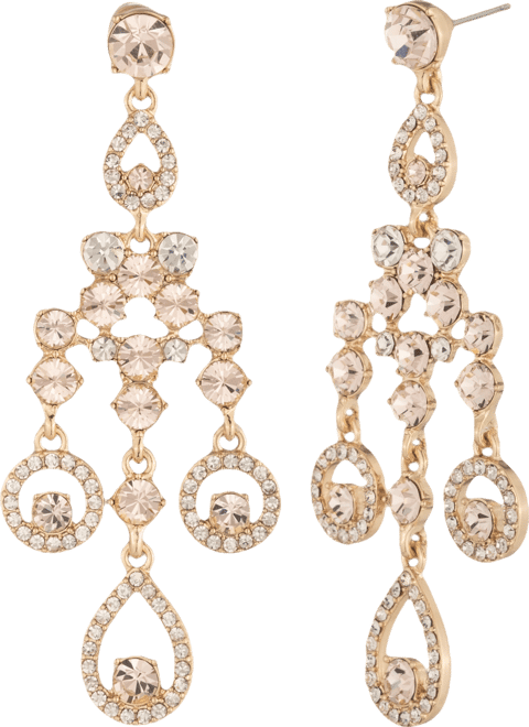 Gold-Tone Crystal Pave Pear Chandelier Earrings