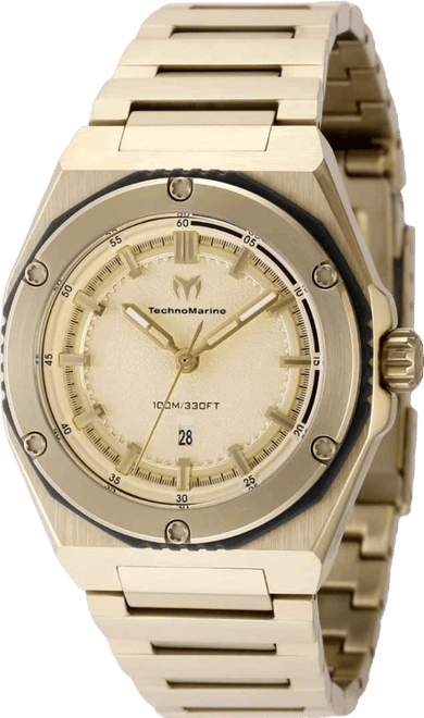 Women's Tm-416045 Coral Quartz 3 Hand Gold Dial Watch