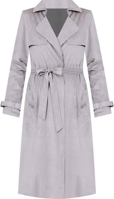 Women's  Long Faux Suede Trench Coat