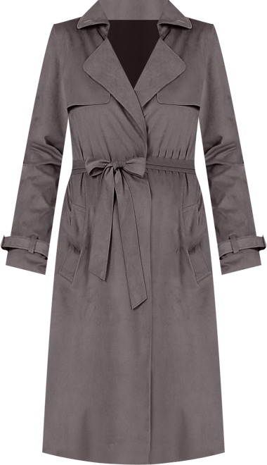 Women's  Long Faux Suede Trench Coat
