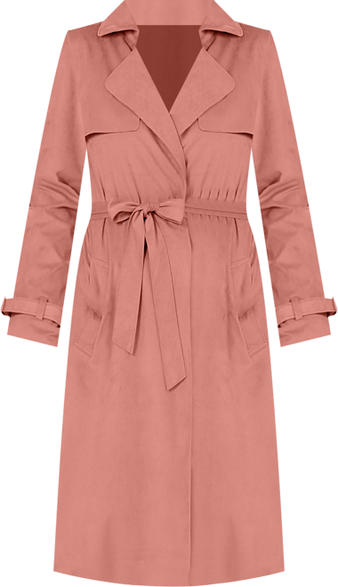 Women's  Long Faux Suede Trench Coat