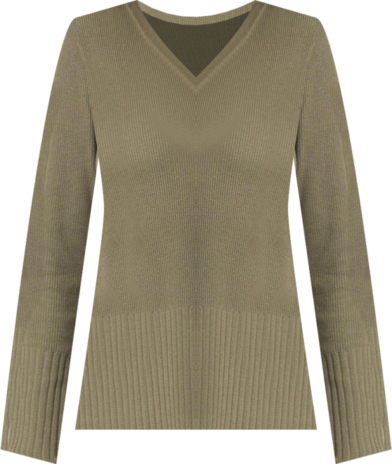 Women's V-Neck Rib Tunic Sweater