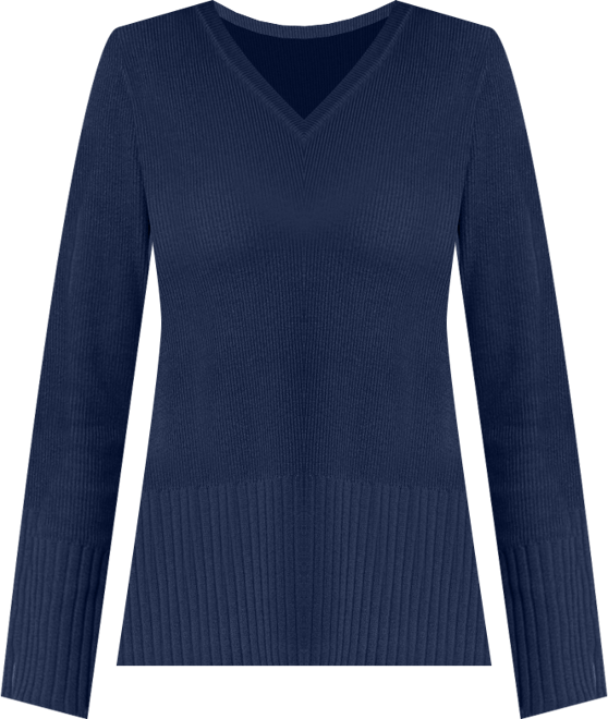 Women's V-Neck Rib Tunic Sweater
