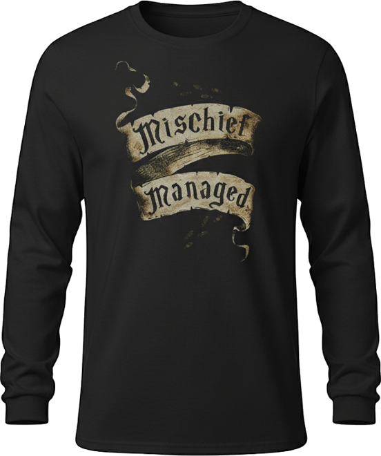 Mens Mischief Managed Long Sleeve Adult Tee / T-Shirt